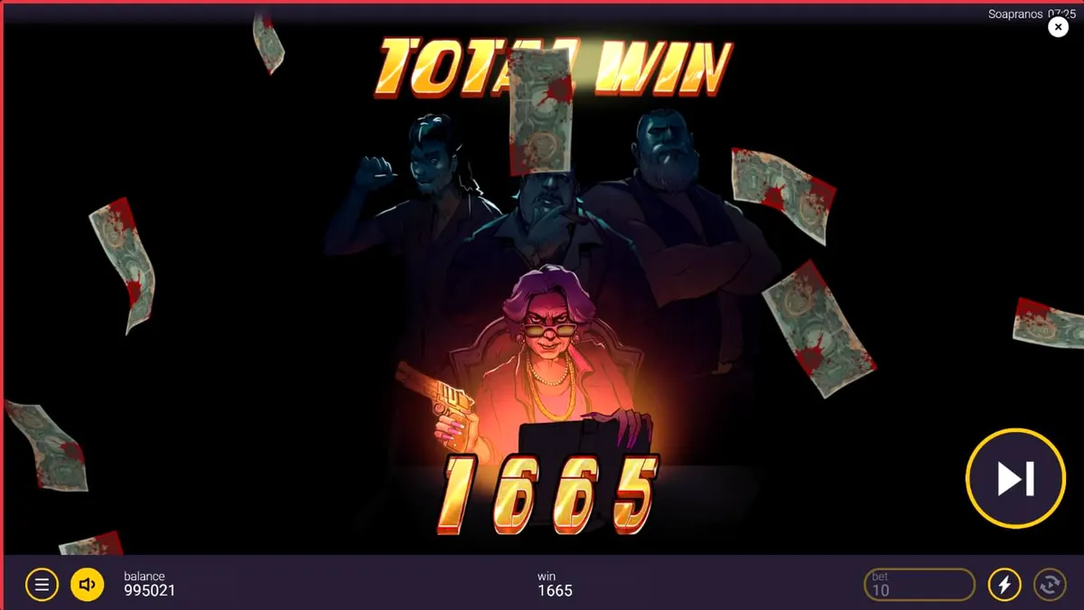 Tampilan visual slot The Soapranos dengan tema mafia dan binatu